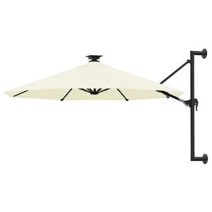 vidaXL Sonnenschirm zur Wandmontage mit LEDs 300 cm Sandwei&szlig;
