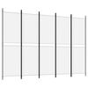 vidaXL 5-tlg. Paravent Wei&szlig; 250x180 cm Stoff