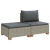 vidaXL 2 Stk. Rattan-Lounge-Set mit Kissen GENDT Naturrattan Kubu Grau
