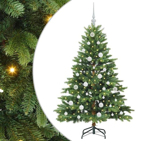 vidaXL K&uuml;nstlicher Weihnachtsbaum mit 150 LEDs Gr&uuml;n 150 cm PE und PVC
