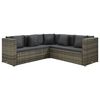 vidaXL 4-tlg. Garten-Lounge-Set mit Auflagen Poly Rattan Grau