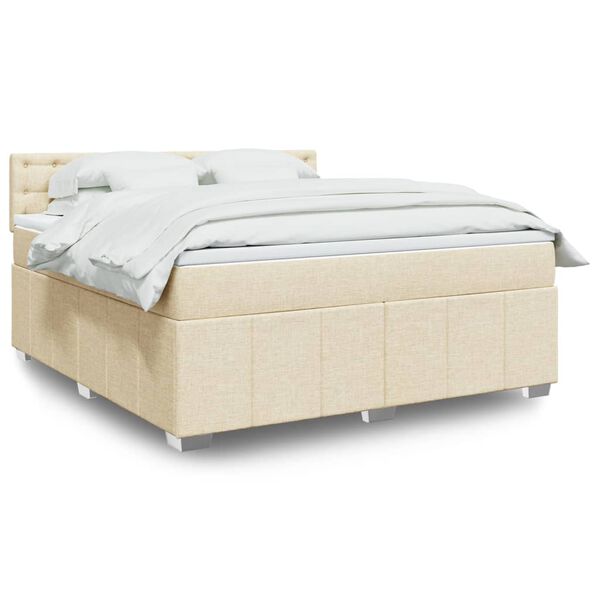 vidaXL Boxspringbett mit Matratze Creme 180x200 cm Stoff