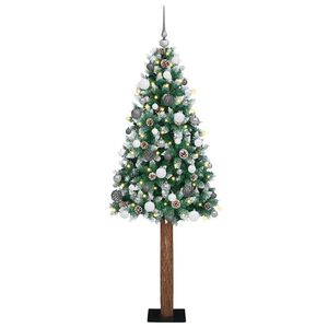vidaXL Schlanker Weihnachtsbaum mit 300 LEDs mit St&auml;nder Gr&uuml;n 180 cm