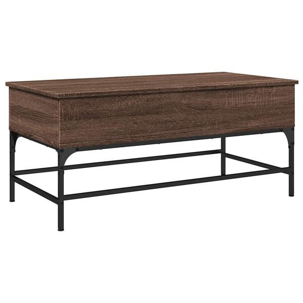 vidaXL Couchtisch Braun Eichen-Optik 100x50x45 cm Holzwerkstoff Metall