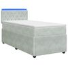 vidaXL Boxspringbett mit Matratze und LED Hellgrau 90 x 190 cm Samt