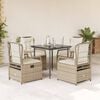 vidaXL 5-tlg. Garten-Essgruppe mit Kissen Beige Poly Rattan
