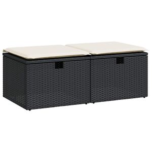 vidaXL 2-tlg. Garten-Sofagarnitur mit Kissen Schwarz Poly Rattan