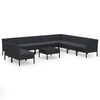 vidaXL 11-tlg. Garten-Lounge-Set mit Auflagen Poly Rattan Schwarz