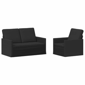 vidaXL Sofa-Set 2 pcs Schwarz Stoff
