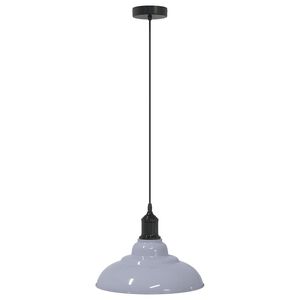 vidaXL Pendelleuchte H&ouml;henverstellbar E27 Grau Gl&auml;nzend &Oslash; 31 cm Metall