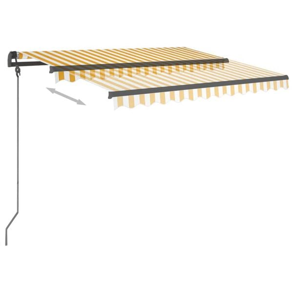 vidaXL Markise Automatisch Einziehbar mit Pfosten 3x2,5 m Gelb Wei&szlig;