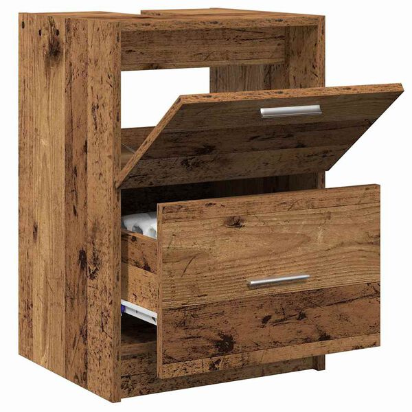 vidaXL Badezimmerschrank mit T&uuml;r Altholz 40 x 37 x 59 cm Holzwerkstoff