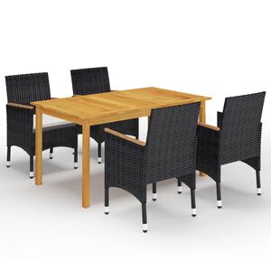 vidaXL 5-tlg. Garten-Essgruppe Schwarz