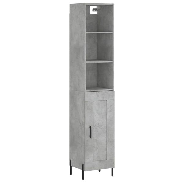 vidaXL Highboard Betongrau 34,5x34x180 cm Holzwerkstoff