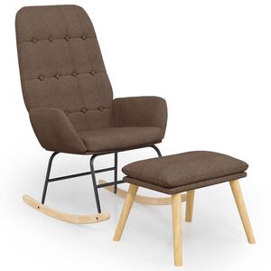 vidaXL Schaukelstuhl mit Fu&szlig;hocker Taupe Stoff