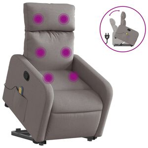 vidaXL Massagesessel mit Aufstehhilfe Taupe Stoff