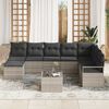 vidaXL Sofa Set mit Kissen mit Speicher 8 pcs Hellgrau Poly-Rattan