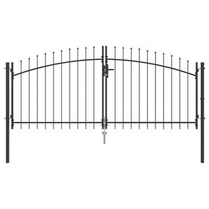 vidaXL Doppeltor WOERDEN 299,5 x 149,5 cm Stahl Grau Abschlie&szlig;bar