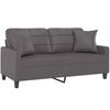 vidaXL 2-Sitzer-Sofa mit Zierkissen Grau 140 cm Kunstleder