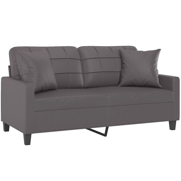 vidaXL 2-Sitzer-Sofa mit Zierkissen Grau 140 cm Kunstleder