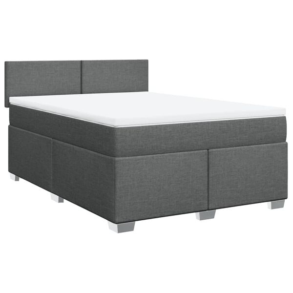 vidaXL Boxspringbett mit Matratze Dunkelgrau 140x190 cm Stoff