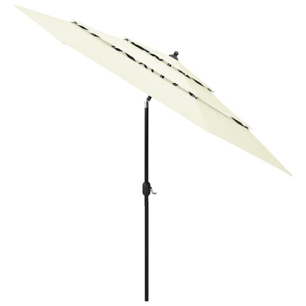 vidaXL Sonnenschirm mit Aluminium-Mast 3-lagig Sandfarbe 3 m