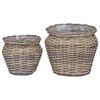 vidaXL Blumentopfkorb mit Speicher 2 pcs Grau Lacak Rattan