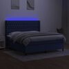 vidaXL Boxspringbett mit Matratze & LED Blau 160x200 cm Stoff