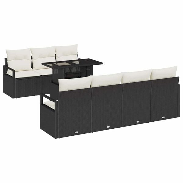 vidaXL Gartensofa-set mit Speicher 8 pcs Schwarz und Creme Poly-Rattan