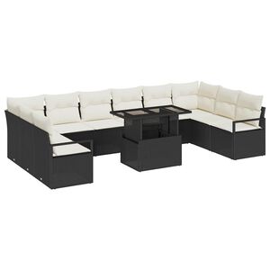 vidaXL Gartensofa-set mit Kissen 11 pcs Schwarz Poly-Rattan