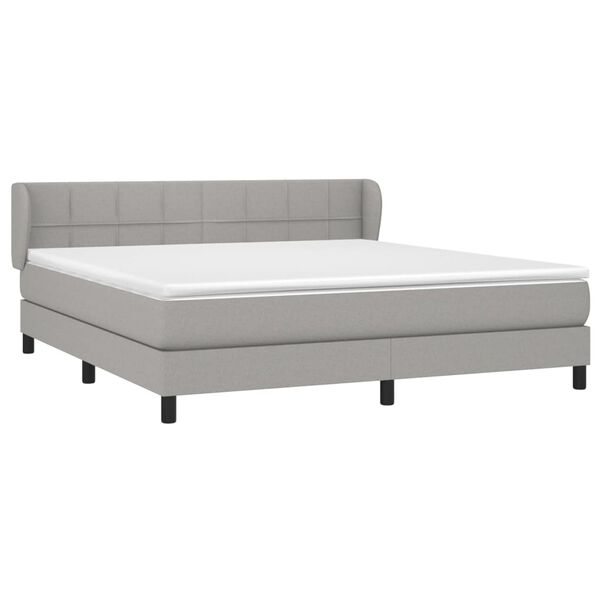 vidaXL Boxspringbett mit Matratze Hellgrau 160x200 cm Stoff