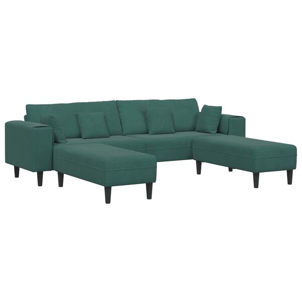 vidaXL Sofa mit Kissen 3 pcs Dunkelgr&uuml;n Samt