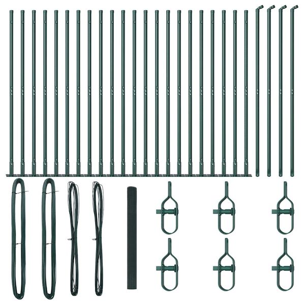 vidaXL Zaunpfosten Gr&uuml;n 50 x 1,4 m (16 x 16 mm Gewebe) Stahl und PVC