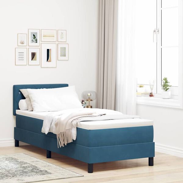 vidaXL Boxspringbett mit Matratze Dunkelblau 80 x 200 cm Samt