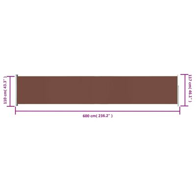 vidaXL Seitenmarkise Ausziehbar 117x600 cm Braun