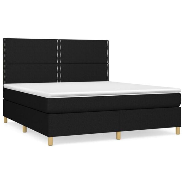vidaXL Boxspringbett mit Matratze Schwarz 160x200 cm Stoff