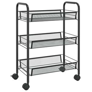 vidaXL K&uuml;chenwagen 3 Etagen Schwarz 46x26x64 cm Eisen