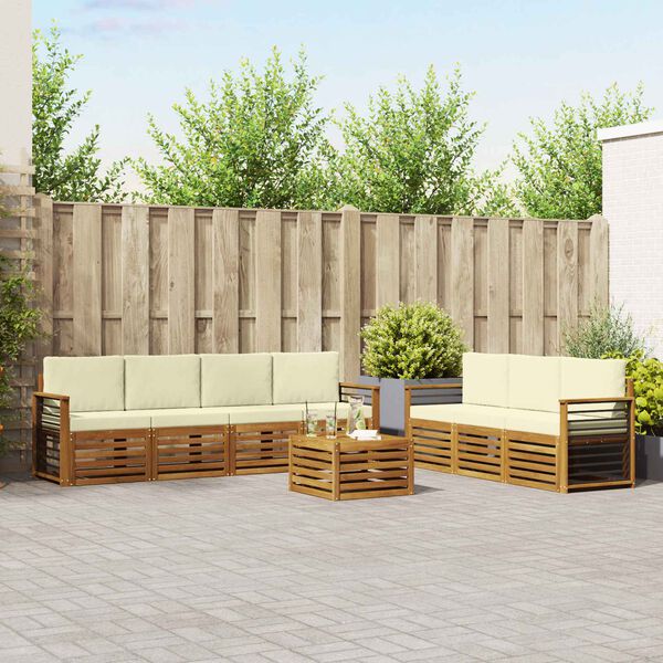 vidaXL Sofagarnituren 8 pcs Natur und Creme Massivholz Akazie