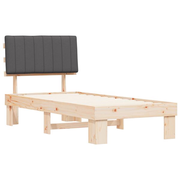 vidaXL Bettgestell mit gepolstertem Kopfteil Dunkelgrau 90 x 200 cm