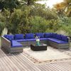 vidaXL 10-tlg. Garten-Lounge-Set mit Kissen Poly Rattan Grau