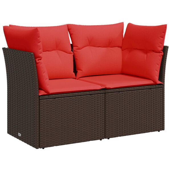 vidaXL Gartensofa mit Kissen 2-Sitzer Braun Poly Rattan