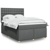 vidaXL Boxspringbett mit Matratze Dunkelgrau 160x200 cm Stoff