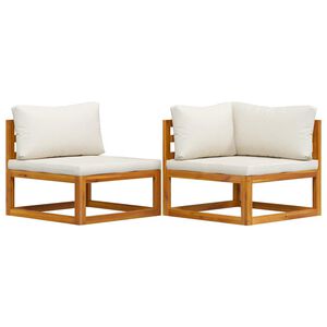 vidaXL 2-tlg. Sofa-Set mit cremewei&szlig;en Kissen Akazie Massivholz