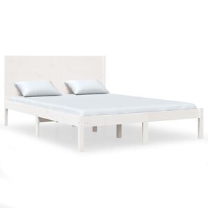 vidaXL Massivholzbett ohne Matratze Wei&szlig; 140x190 cm Kiefernholz