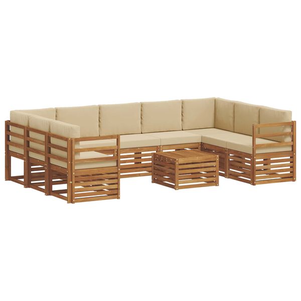 vidaXL Sofagarnituren 10 pcs Natur und Beige Massivholz Akazie