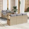 vidaXL Gartensofa-set mit Kissen mit Speicher 6 pcs Beige Poly Rattan