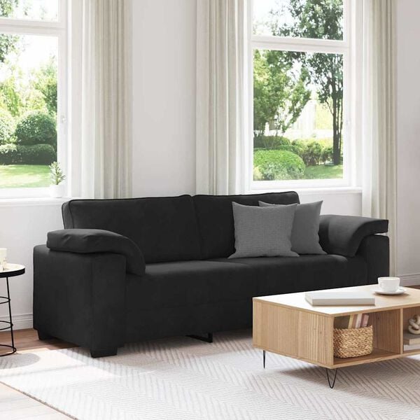 vidaXL 3-Sitzer-Sofa Schwarz 178 cm Samt