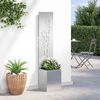 vidaXL Garten Sichtschutz-Leinwand Floral Silber 32 x 140 cm Edelstahl