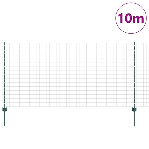 vidaXL Zaun mit Pfosten Gr&uuml;n 1,2 x 10 m Stahl