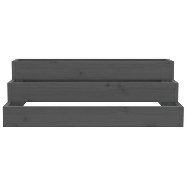 vidaXL Pflanzkübel Grau 80x80x27 cm Massivholz Kiefer